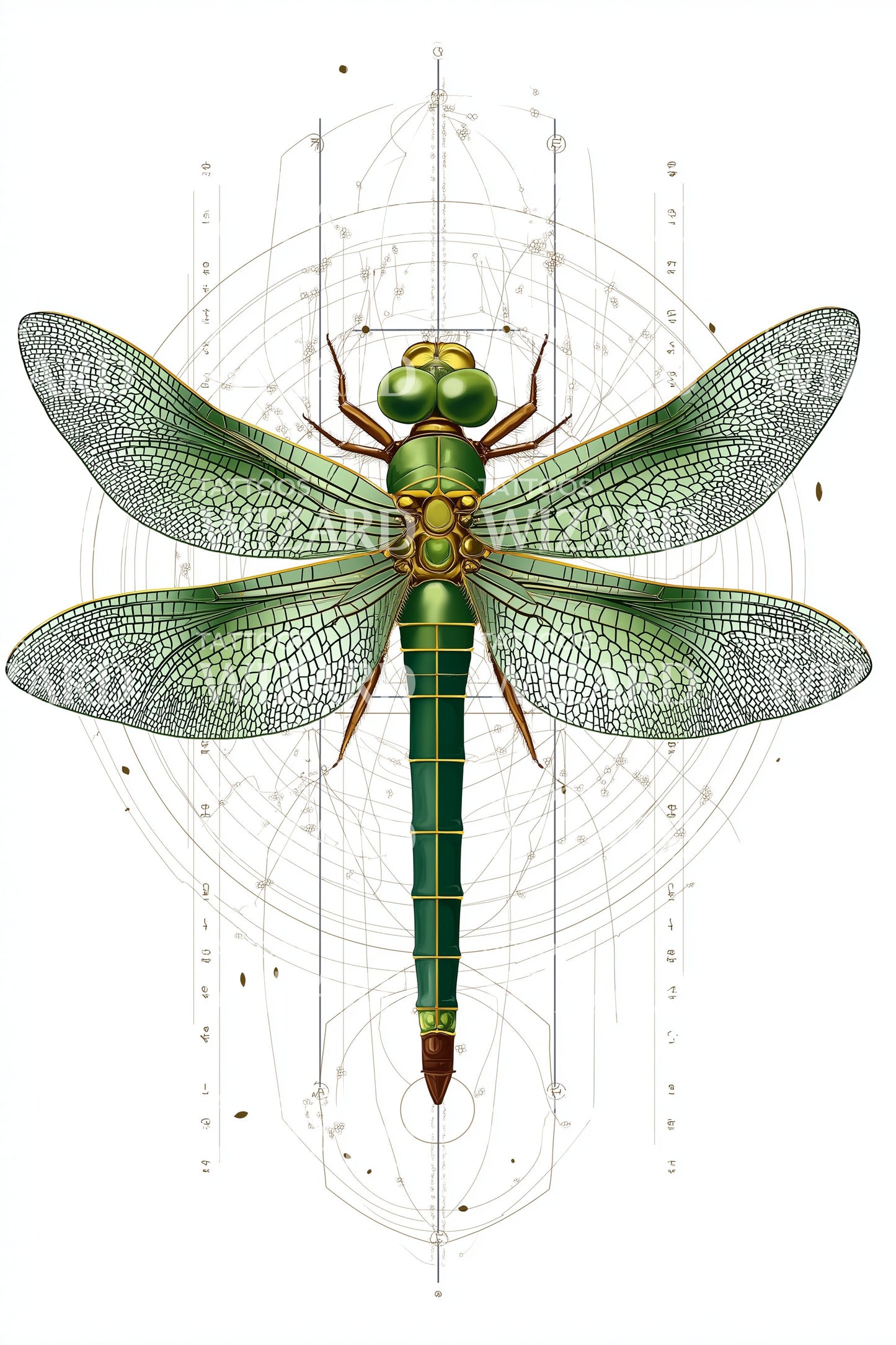Vertical Dragonfly Totem Tattoo Idea