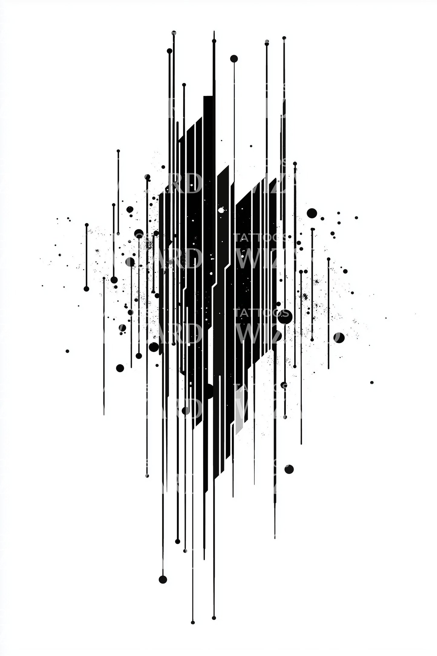 Vertical Glitch Burst Tattoo Design