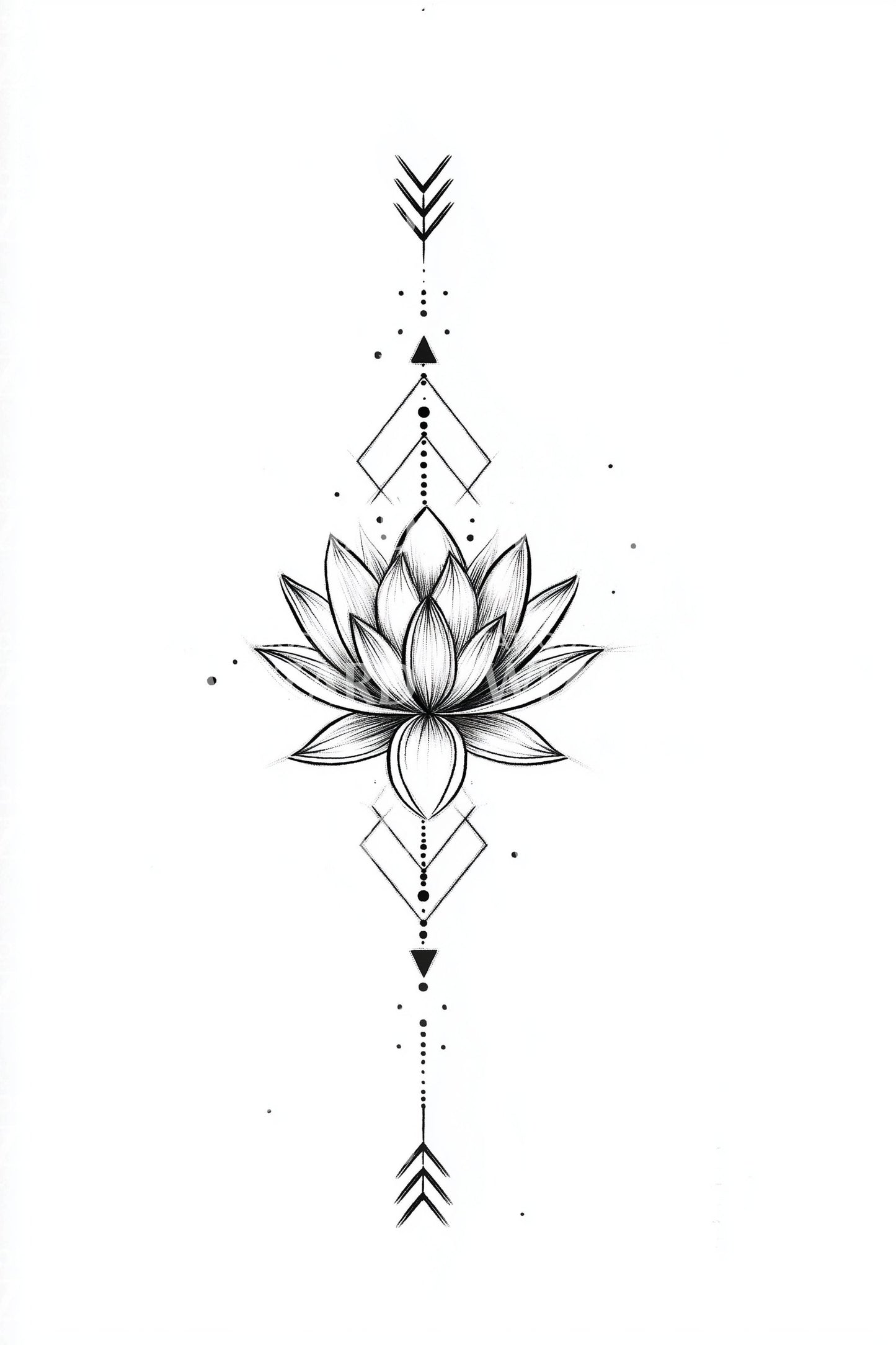 Vertical Sacred Lotus Column Tattoo Design
