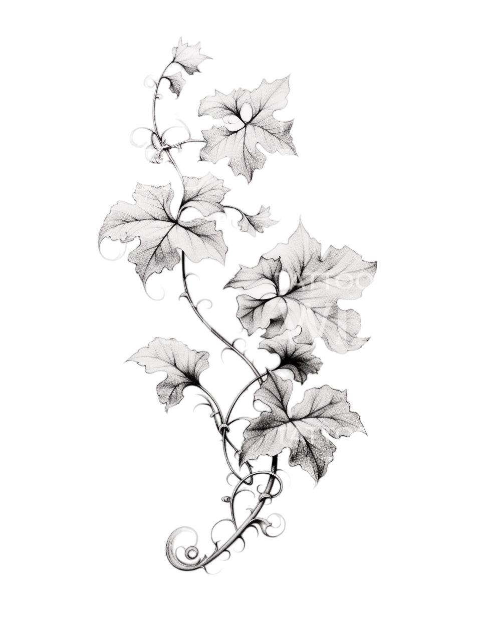 Black and Grey Ivy Tattoo Design