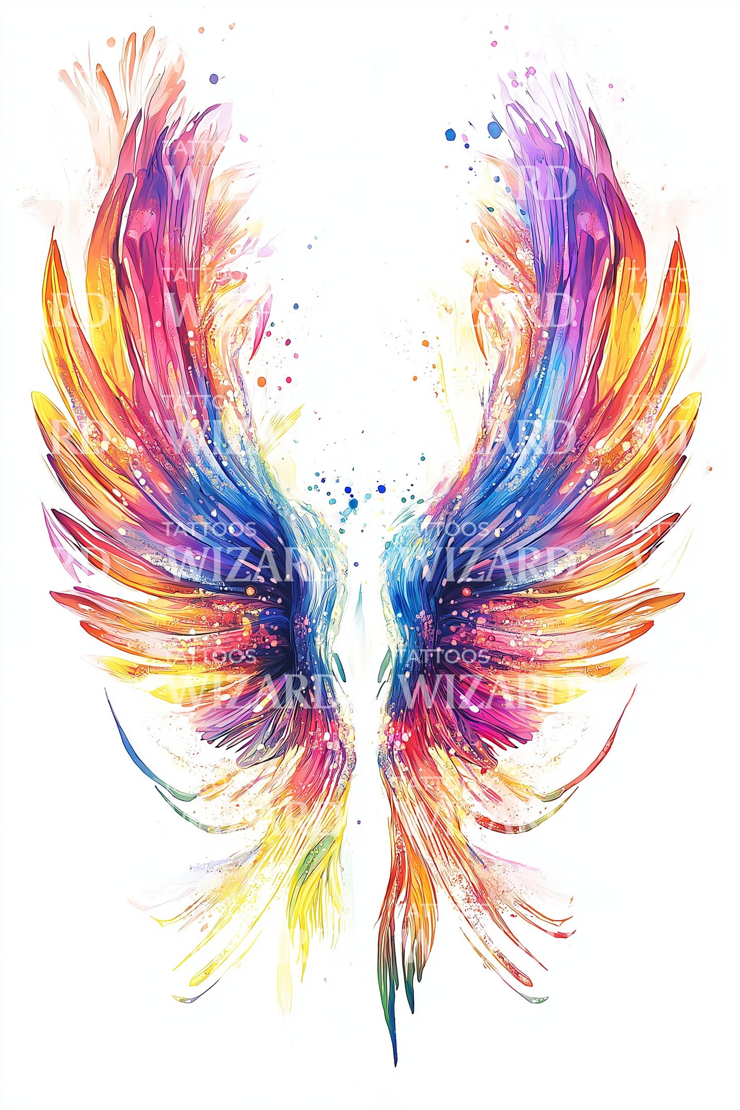 Illustration de tatouage d'ailes de phénix vibrantes