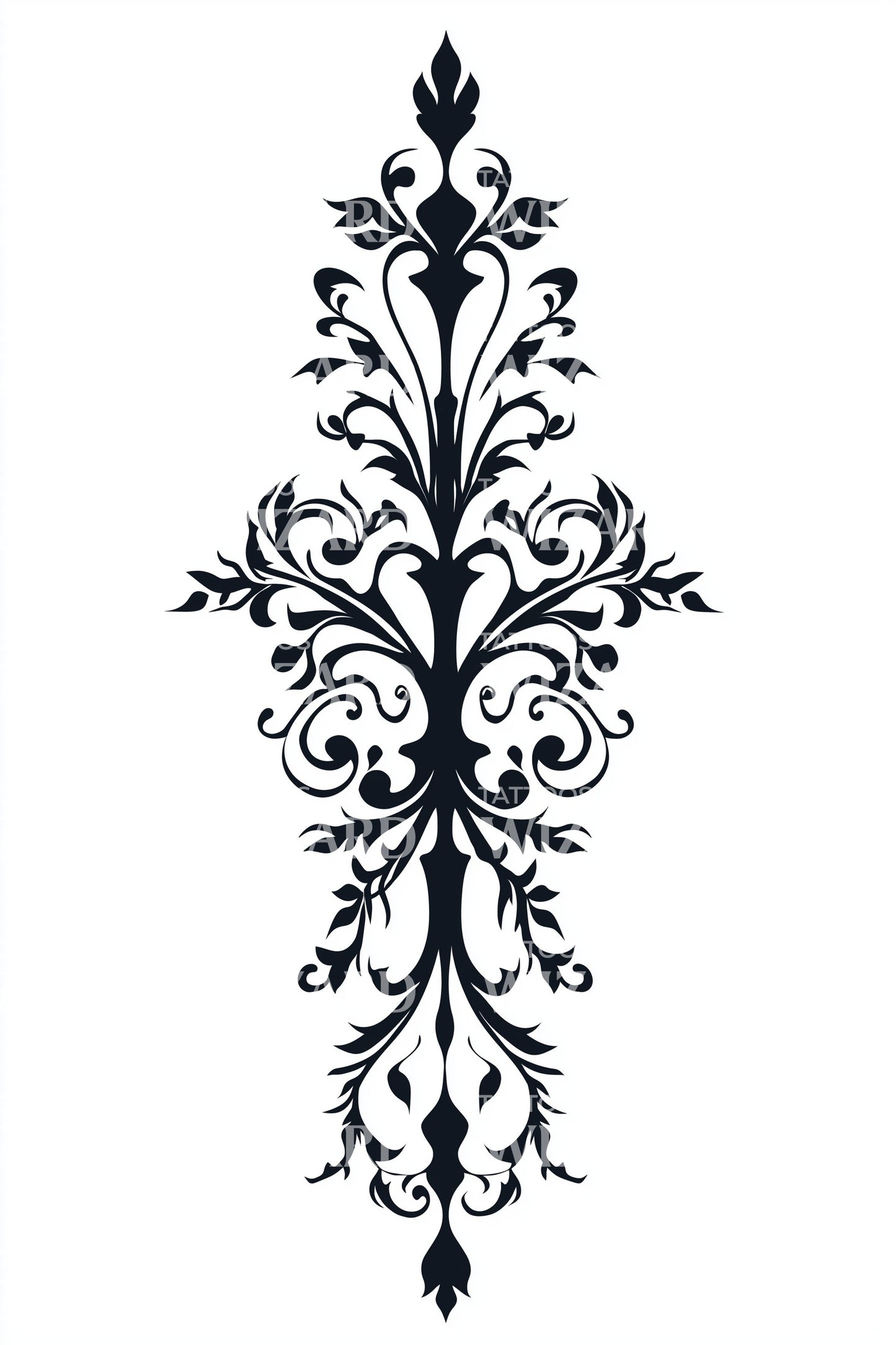 Victorian Damask Ornament Tattoo Design