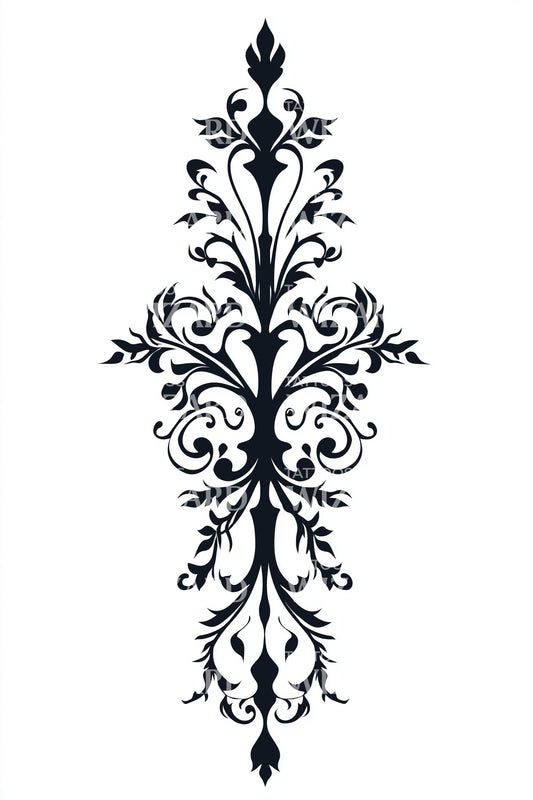 Victorian Damask Ornament Tattoo Design