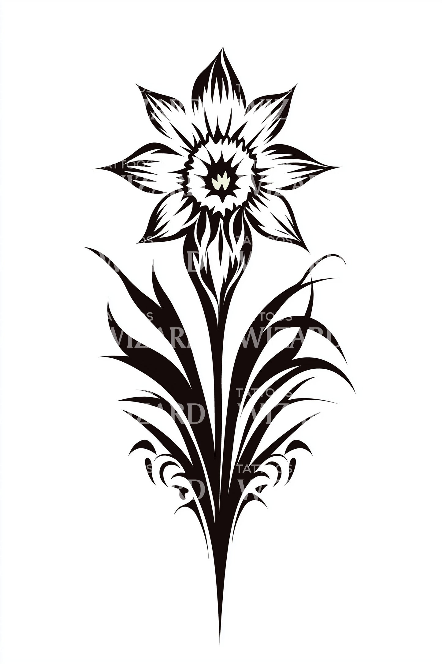 Ilustración de tatuaje de escudo floral victoriano