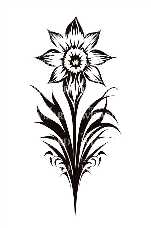 维多利亚风格花卉纹章纹身插图