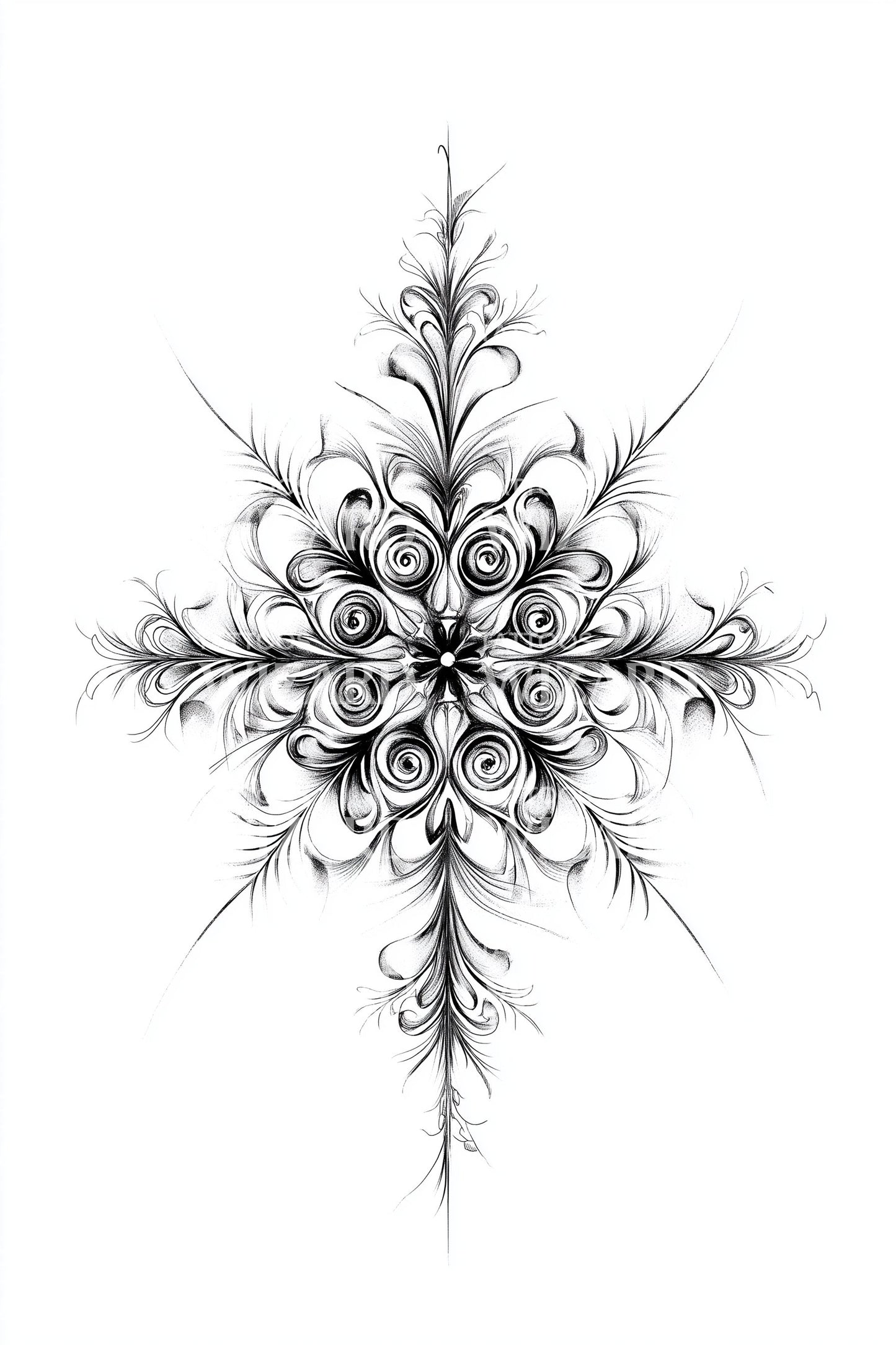 Desenho de Tatuagem Roseta Ornada Vitoriana