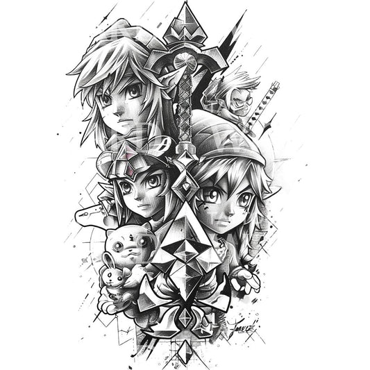 VideoGames Inspired Black&Grey Tattoo Design