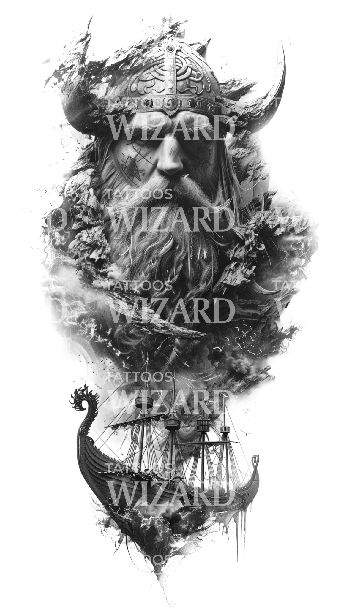 Viking Chief Sleeve Ready for War Tattoo Design