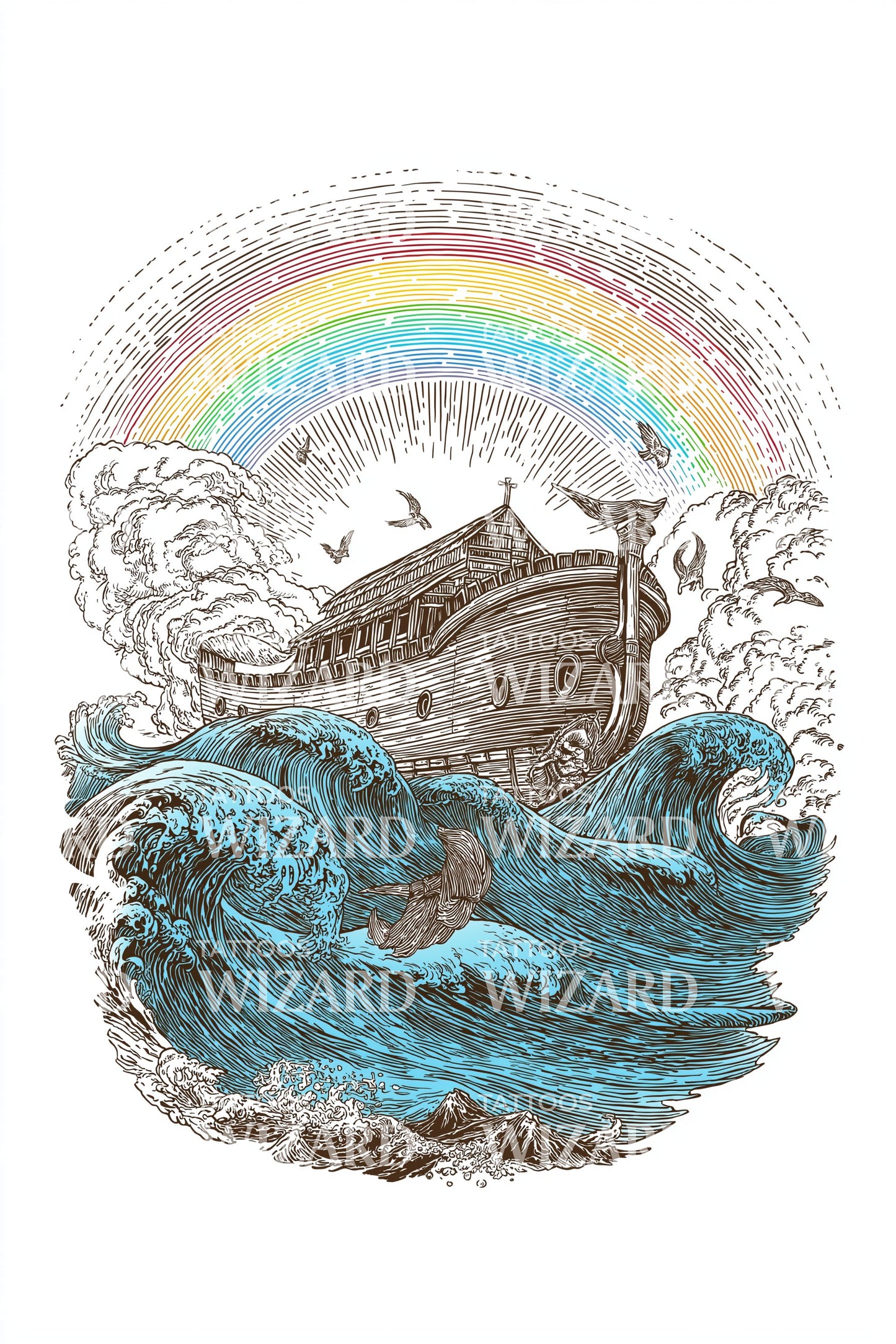 Desenho de Tatuagem Vintage Viagem da Arca