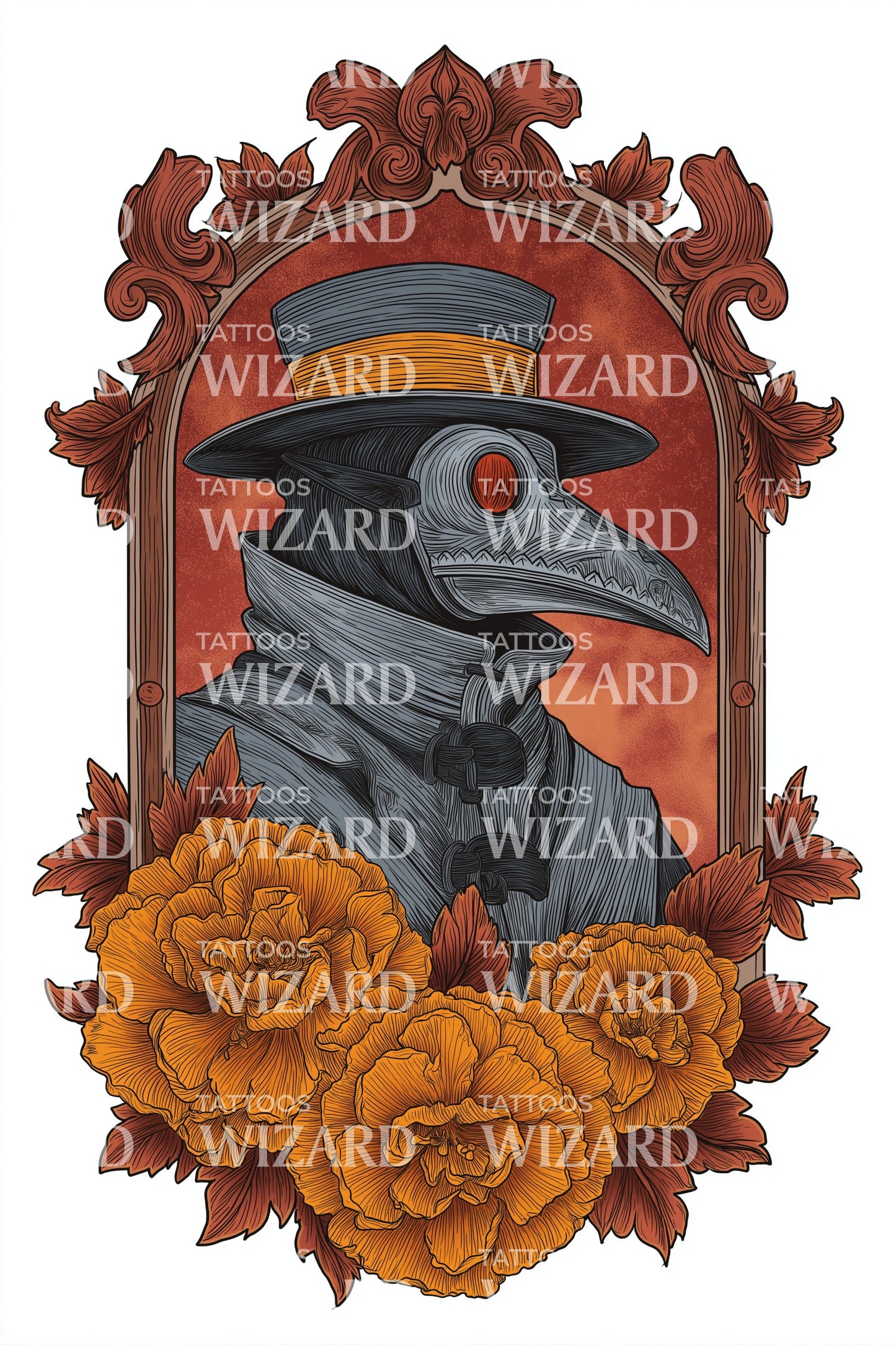 Vintage Arzt Cameo Tattoo Design