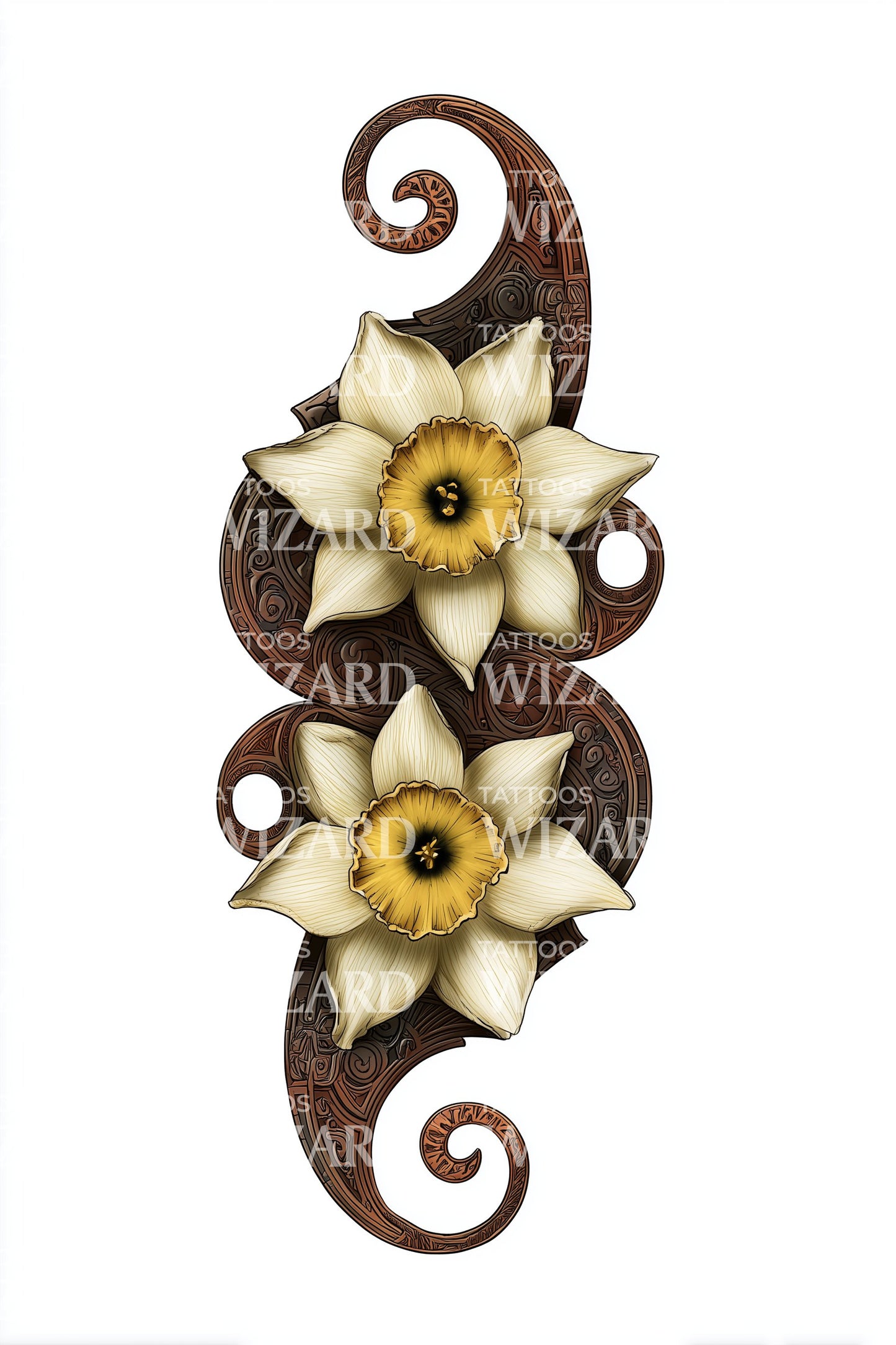 Desenho de Tatuagem Vintage de Arabesco Floral