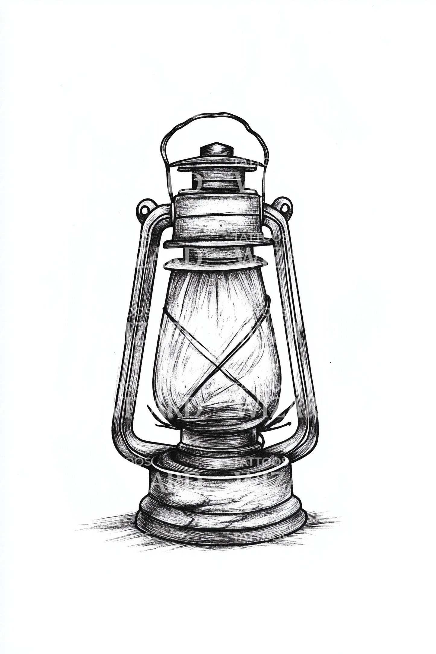 Vintage Kerosene Lantern Tattoo Illustration
