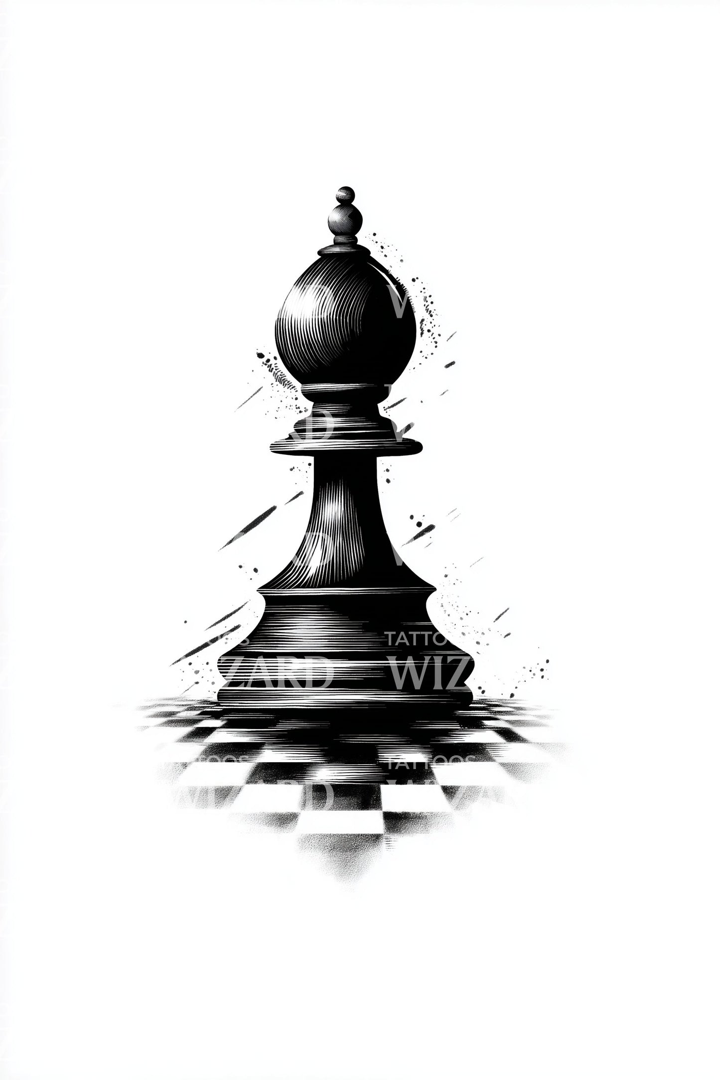 Vintage Pawn Checkmate Tattoo Illustration