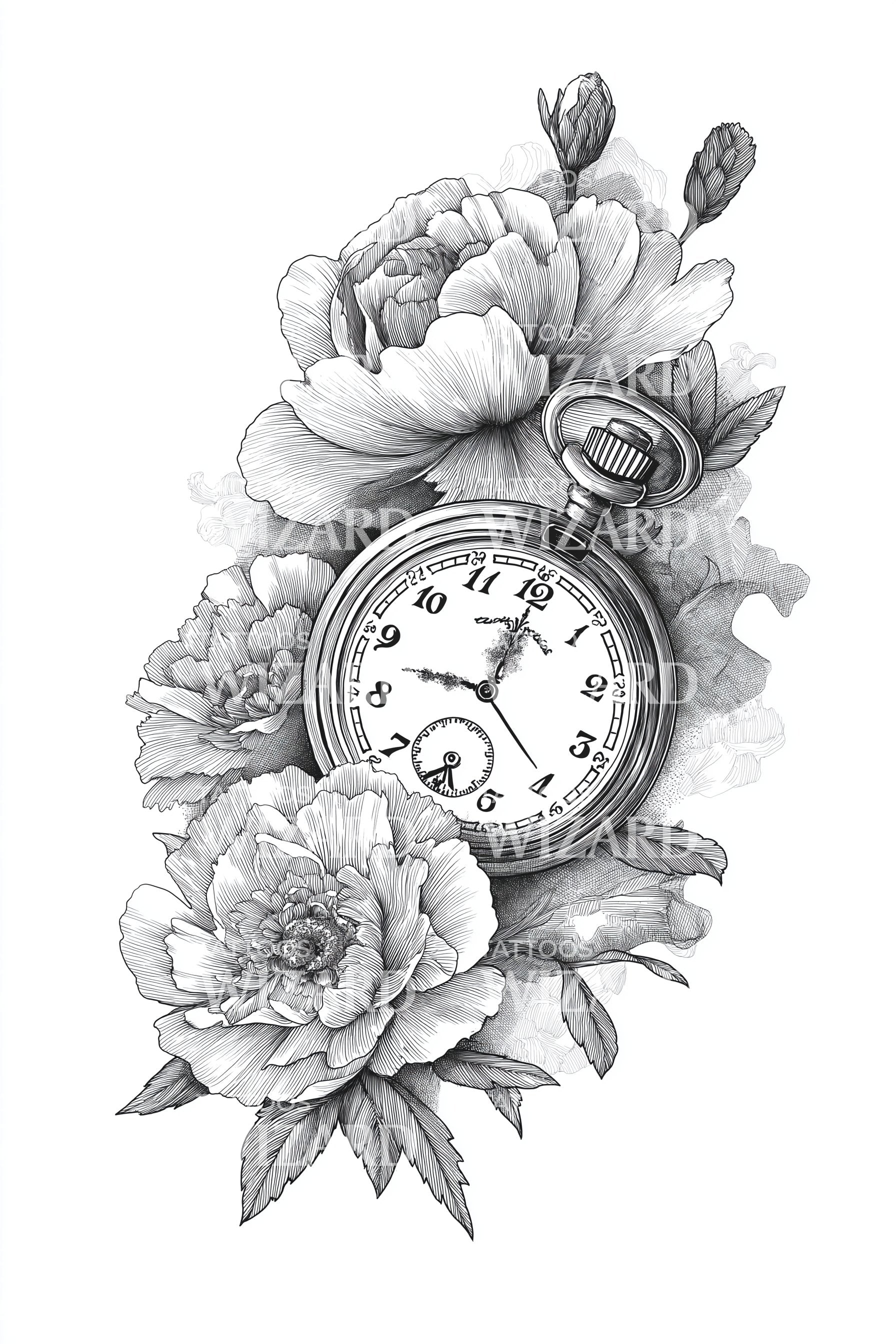 Realistic Pocket Watch Tattoo Design Vintage Pocket Watch Tattoo