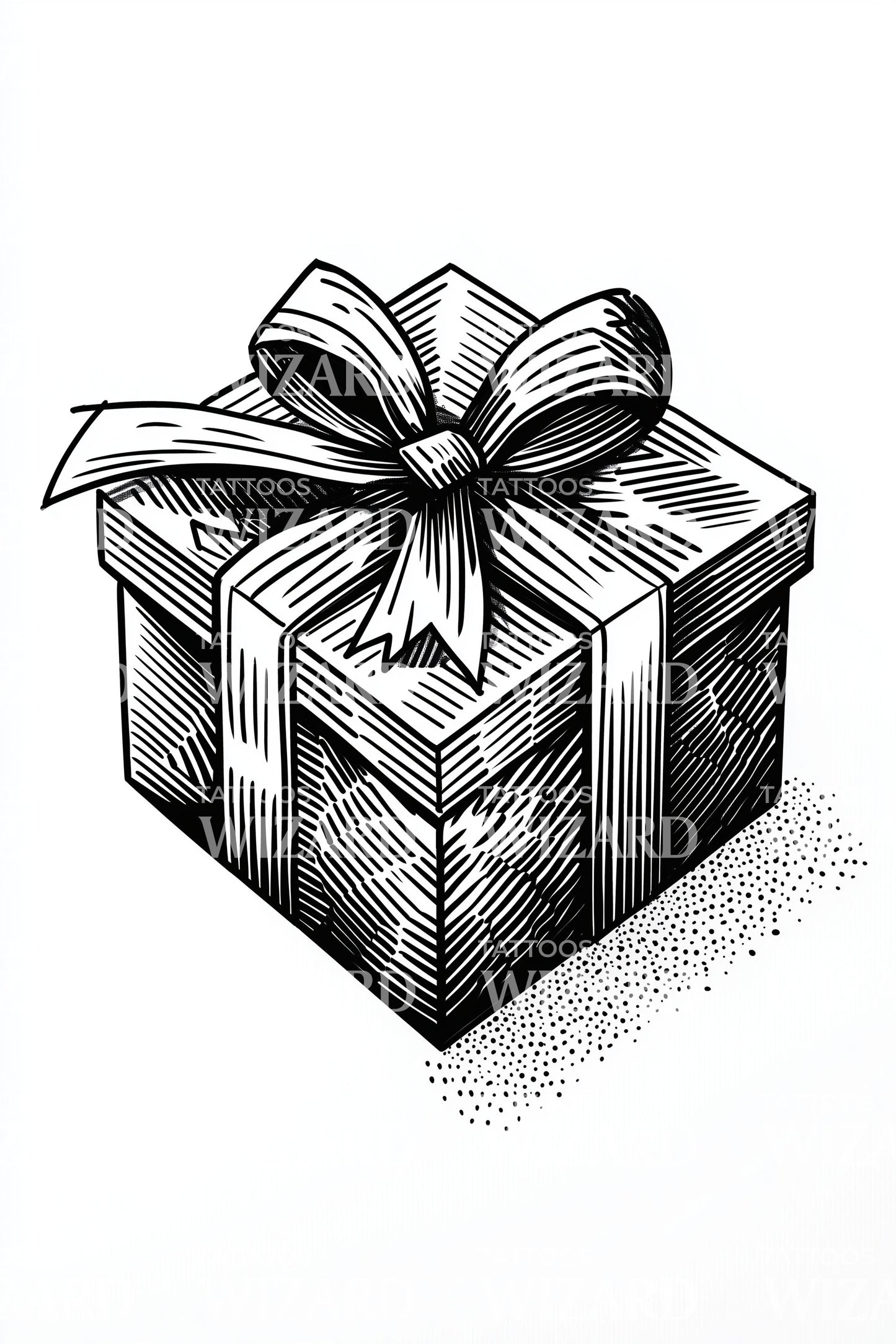 Vintage Ribbon Present Tattoo Design