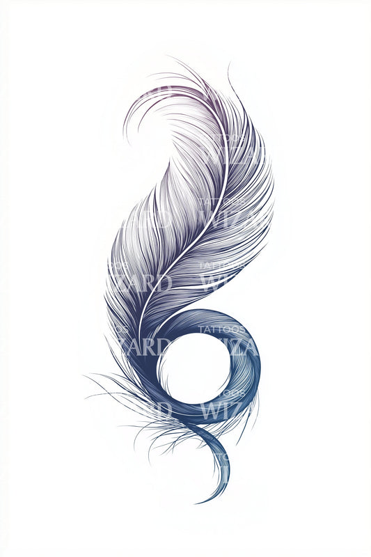 Violet Feather Spiral Tattoo Design