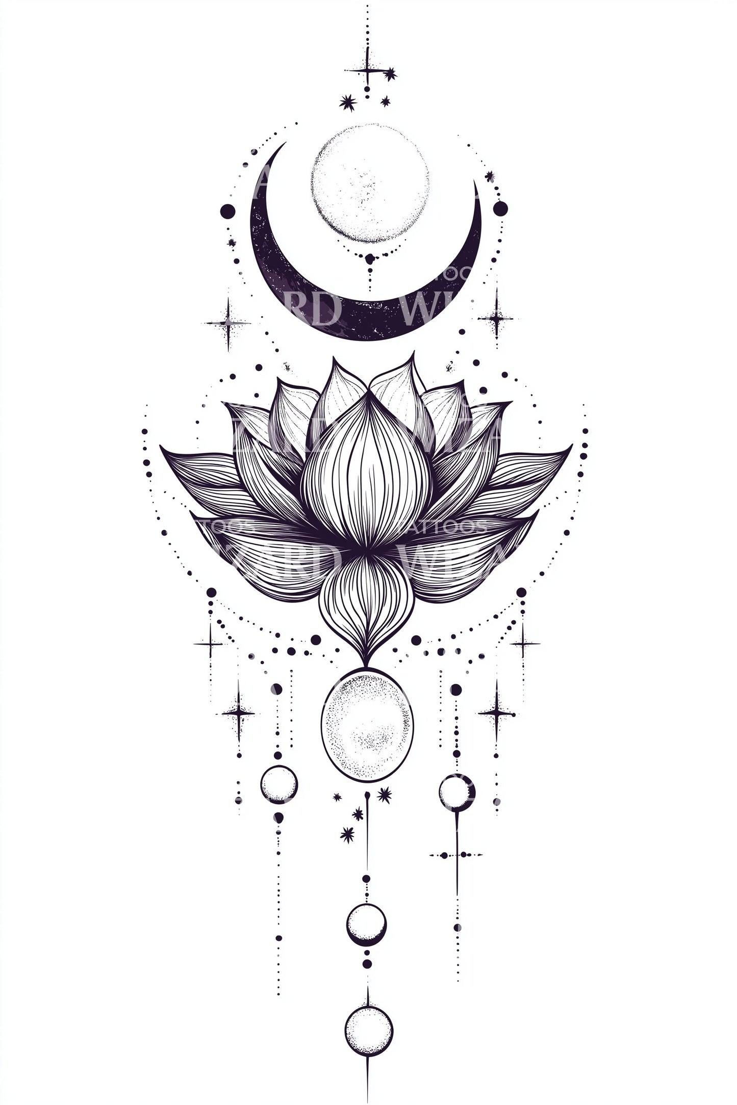 Violet Maan Lotus Tatoeage Ontwerp