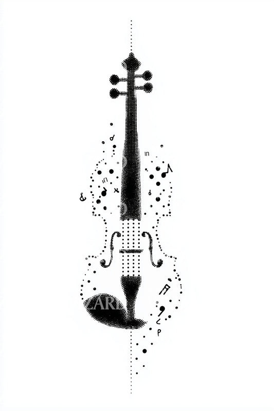 Silueta houslí Dotwork tetovací motiv