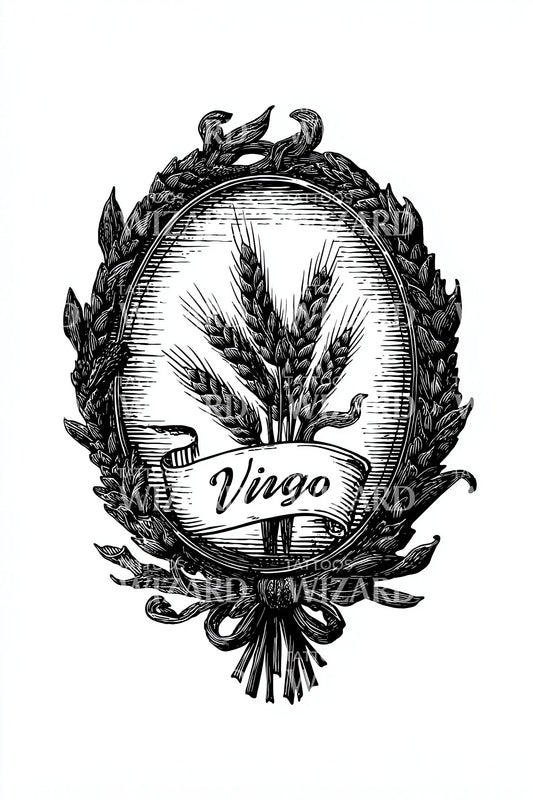 Virgo Wheat Emblem Tattoo Illustration