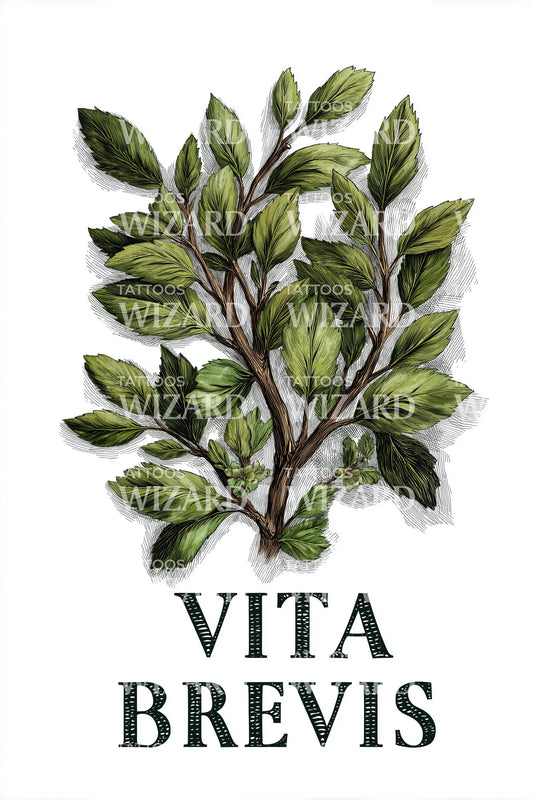 Vita Brevis Botanical Tattoo Design