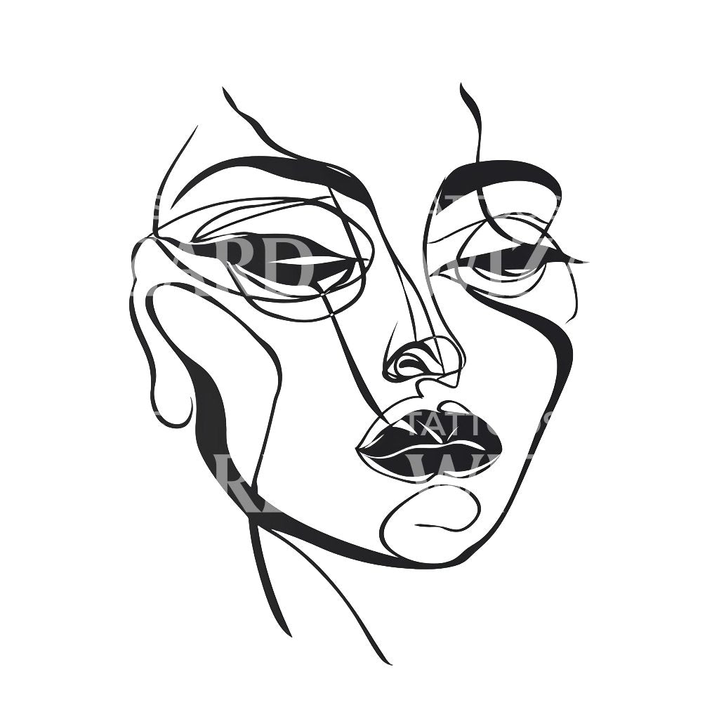 Minimalist Woman Portrait Tattoo Design