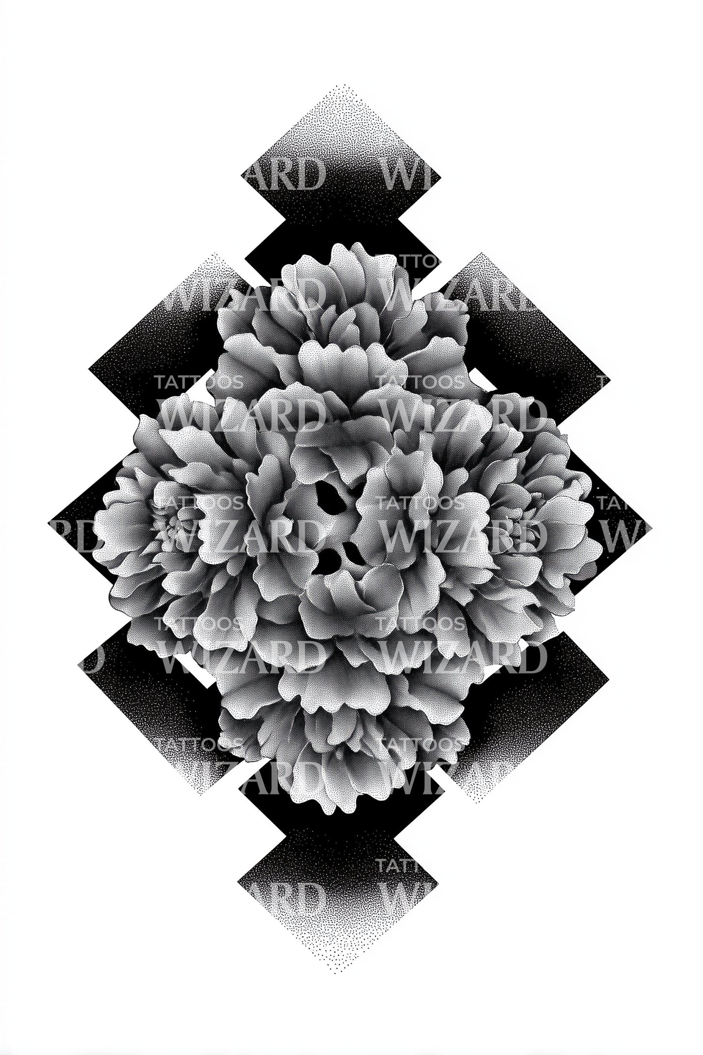 Voxel Flower Diamond Tattoo Design