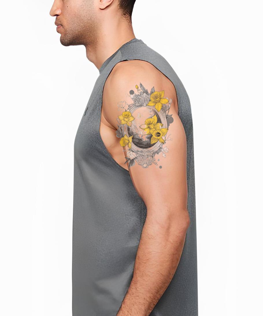 Voyage gerahmtes Blüten-Tattoo-Design