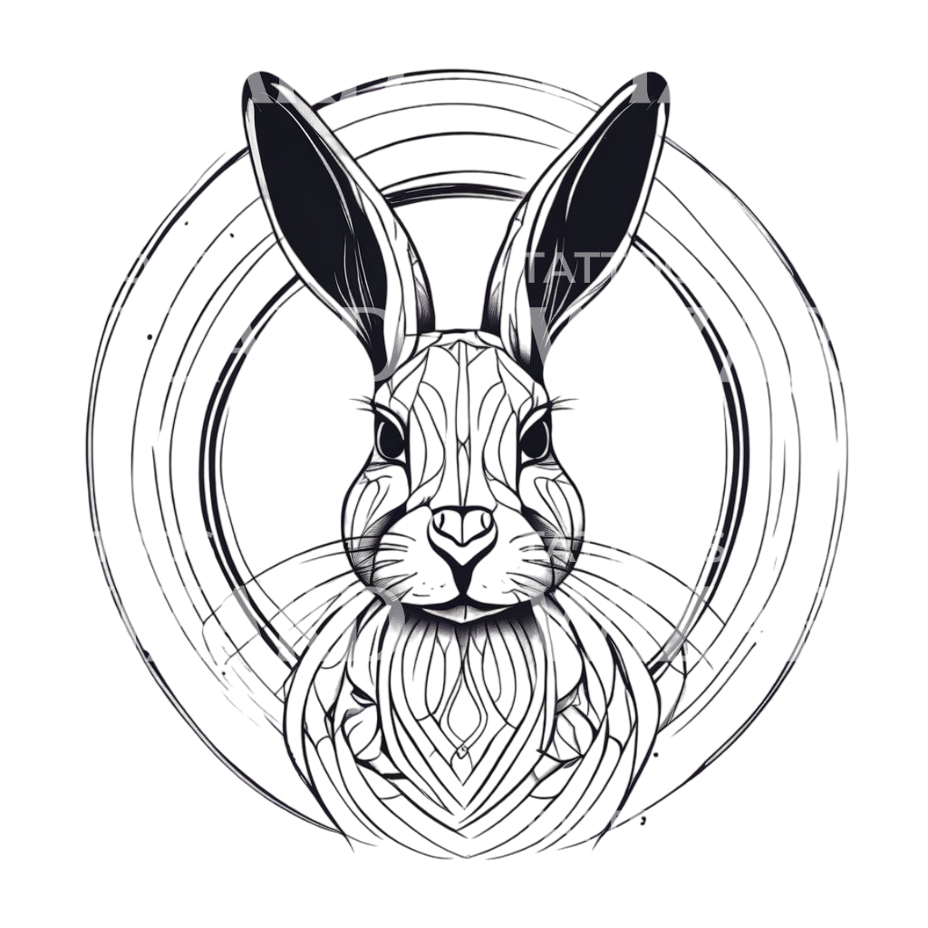 Rabbit Circle Tattoo Design