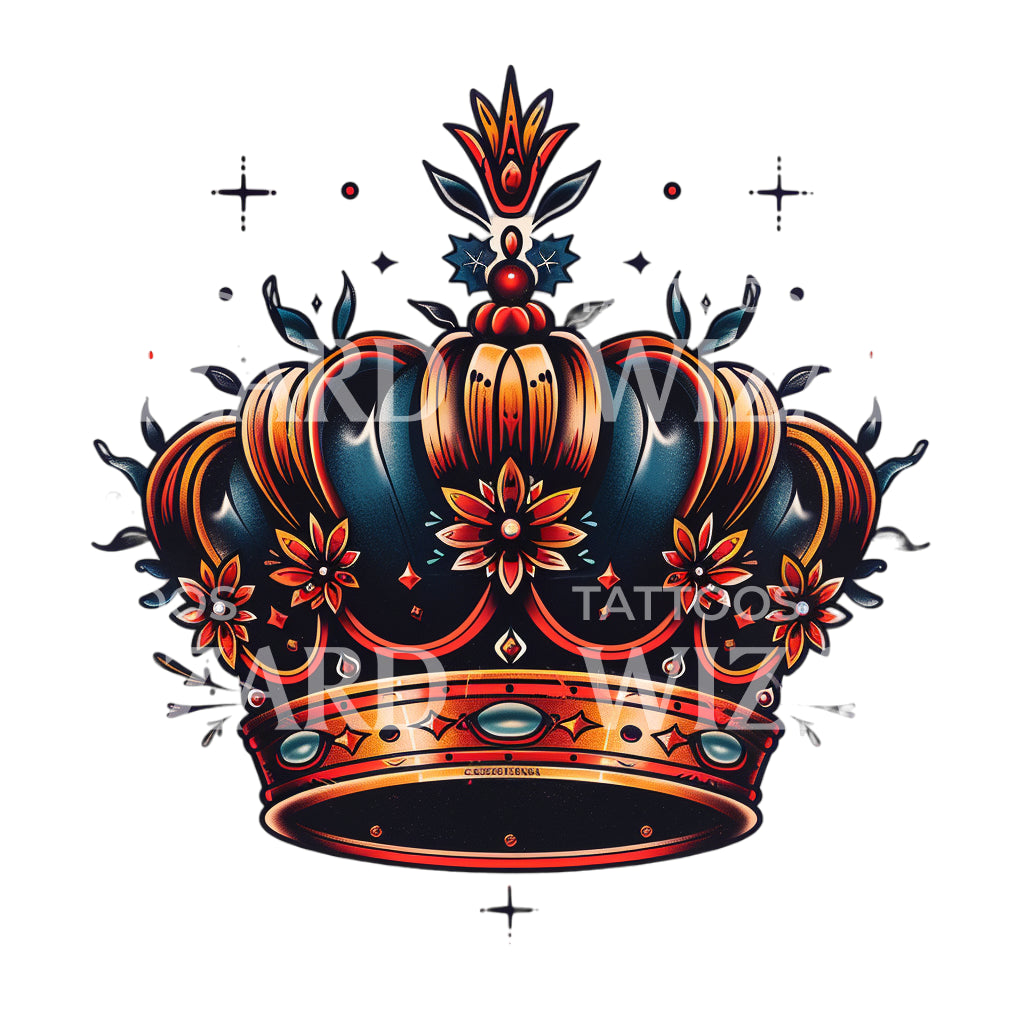 Abundant Royal Crown Tattoo Design