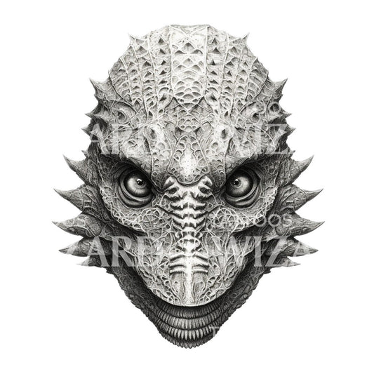Horror Lizard Mask Tattoo Design