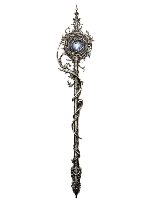 Fantasy Sorcerer Wand Black Tattoo Design