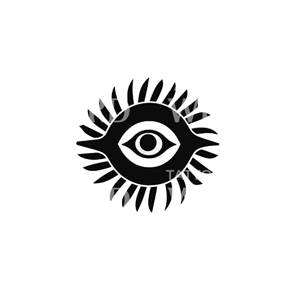 Abstract Eye and Sun Tattoo Design