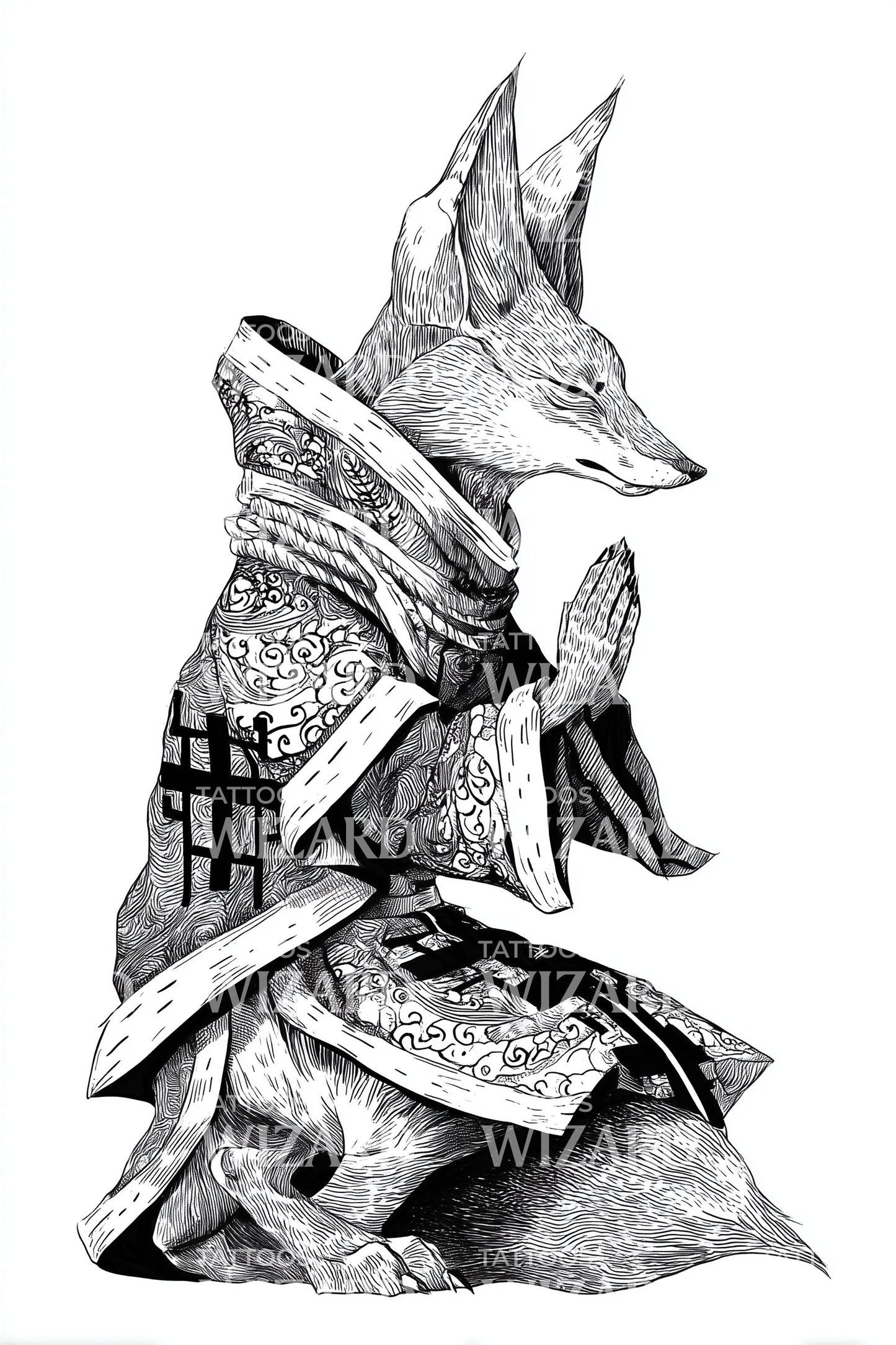 Ilustração de Tatuagem do Estudioso Raposa Errante