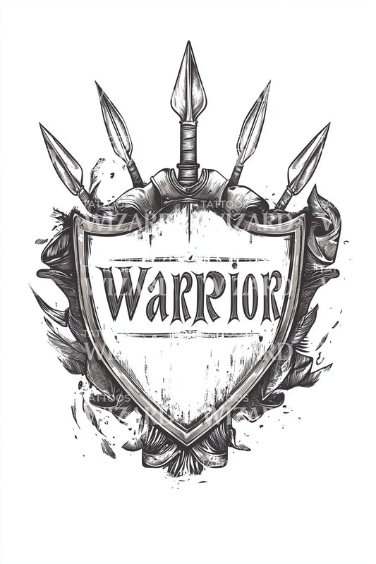 Warrior Spear Shield Tattoo Design