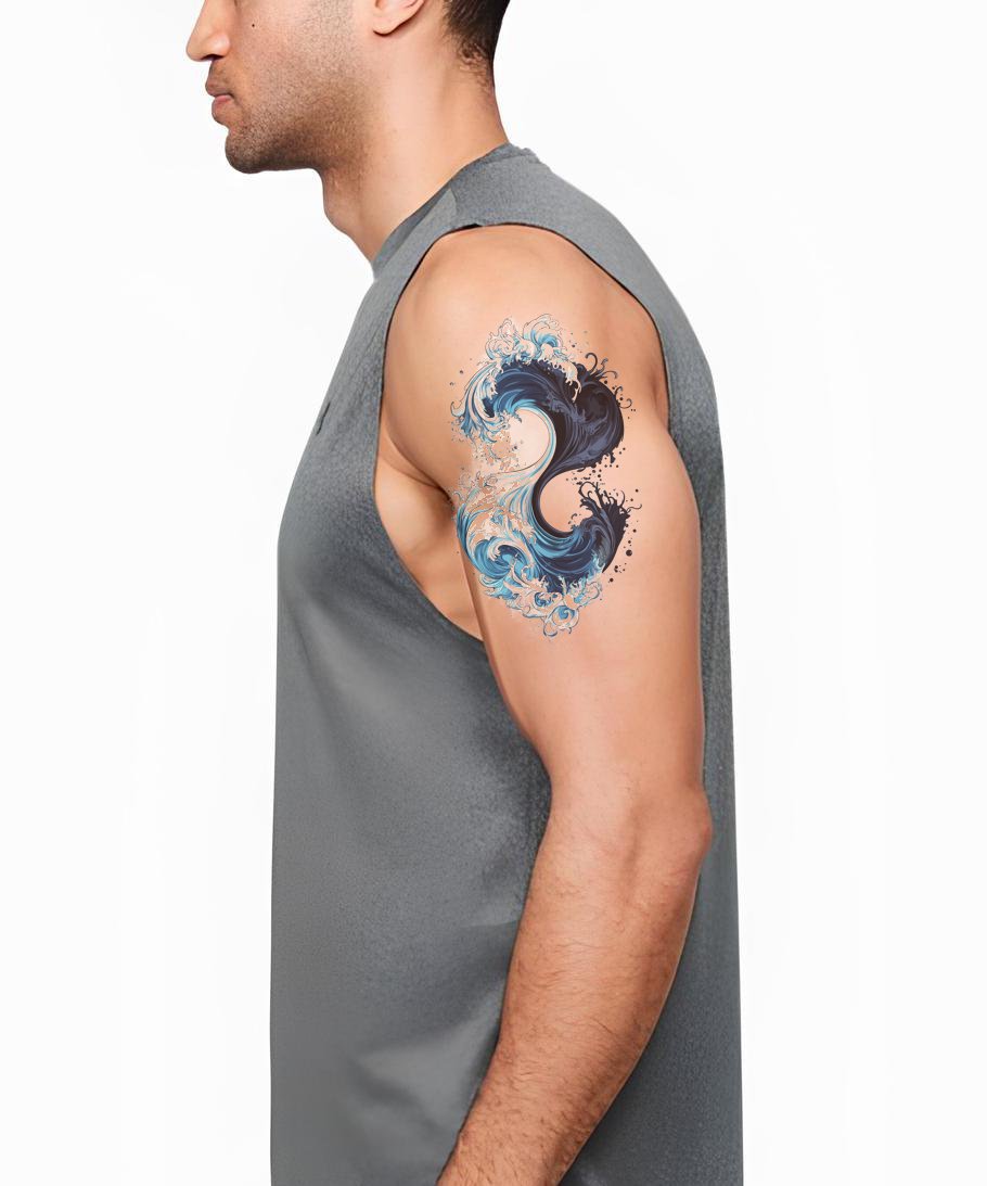 Vand Yin Yang Spiral Tatoveringsdesign