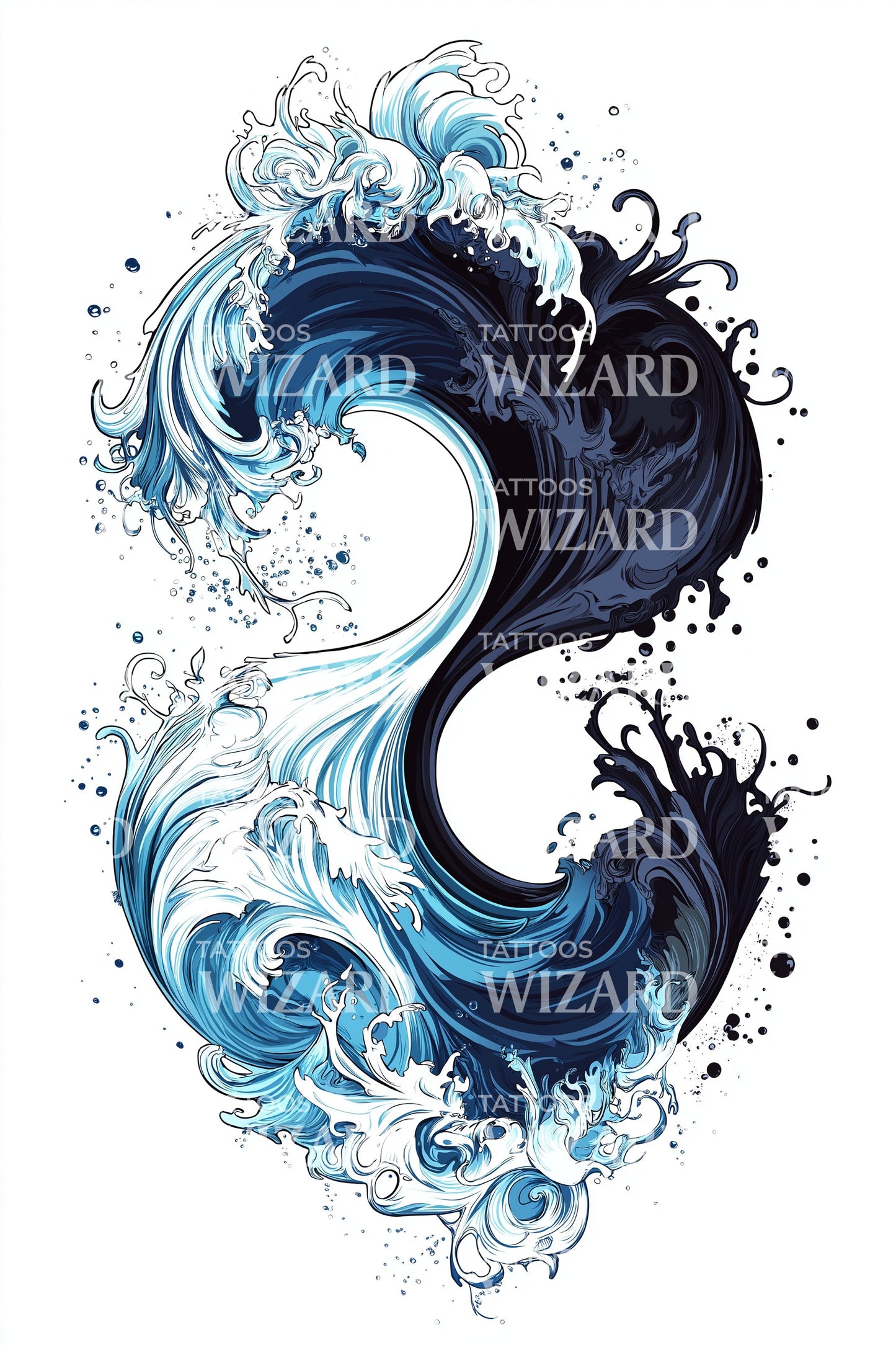 Vand Yin Yang Spiral Tatoveringsdesign