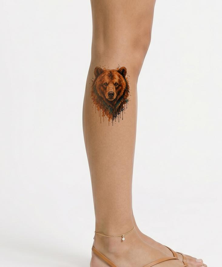 Watercolor Grizzly Bear Tattoo Idea