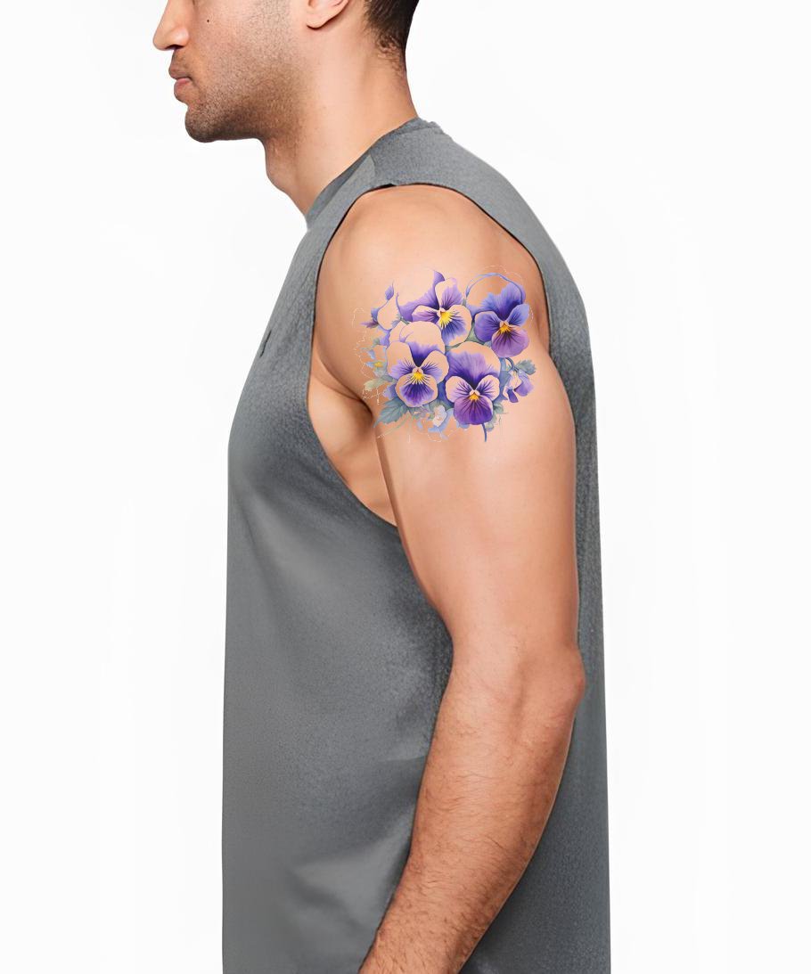 Akvarellpenséer Bukett Tatuering Design