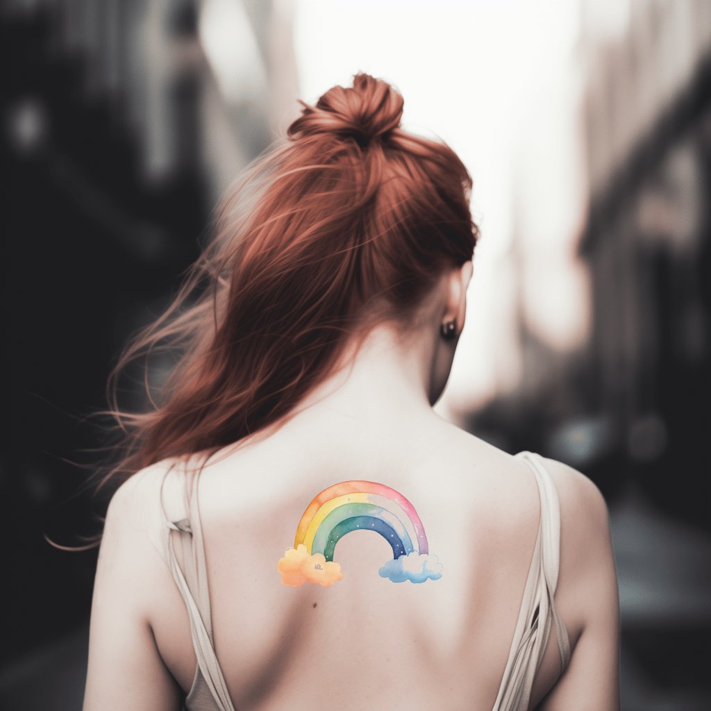 Diseño de tatuaje de arcoíris de niños lindos