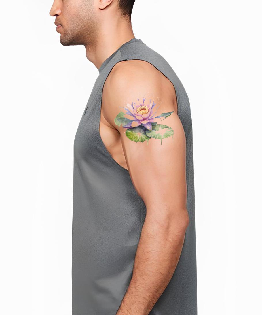 Akvarell Vattenlilja Tatuering Design