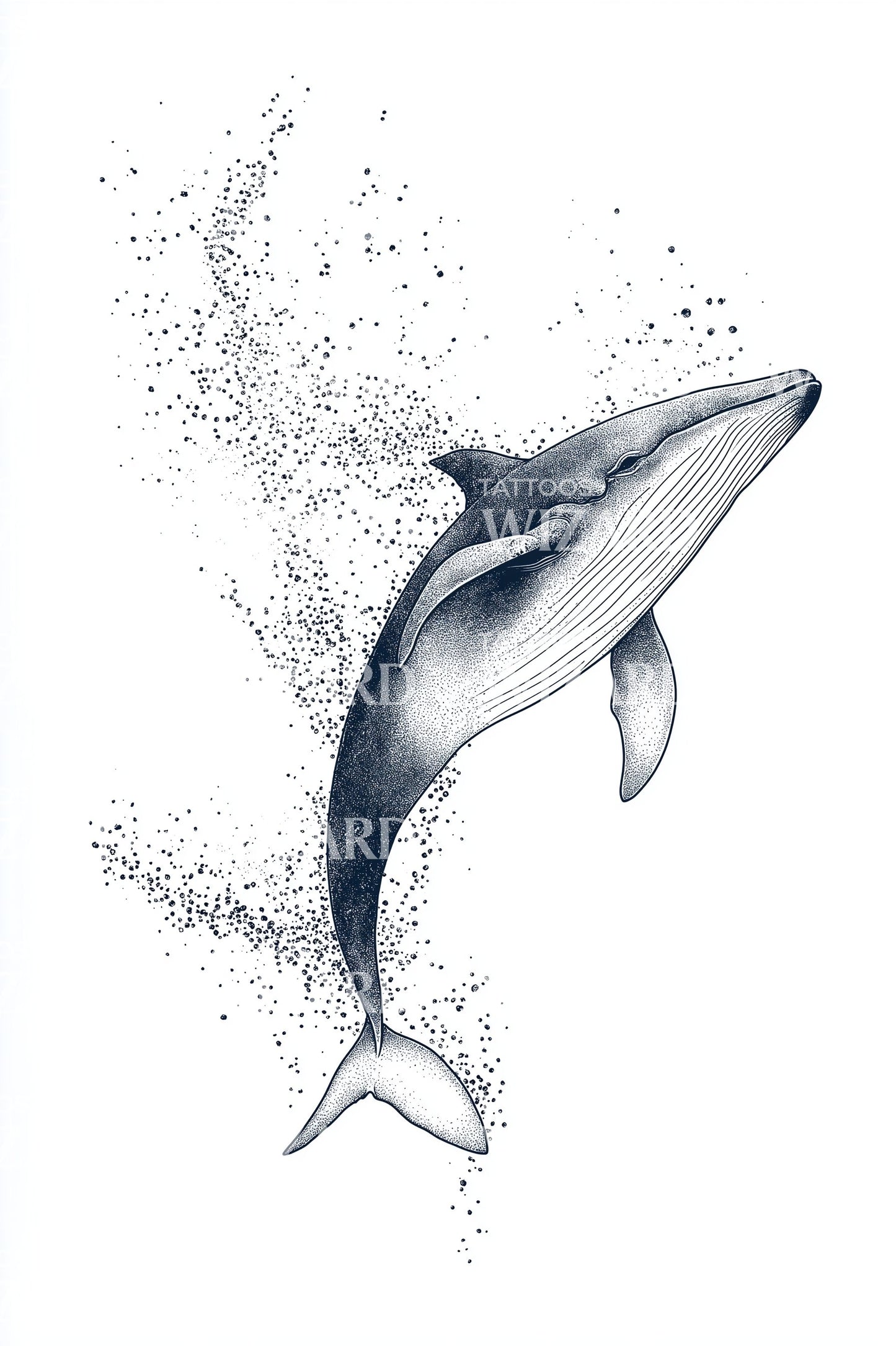 Watercolor Whale Leap Tattoo Design