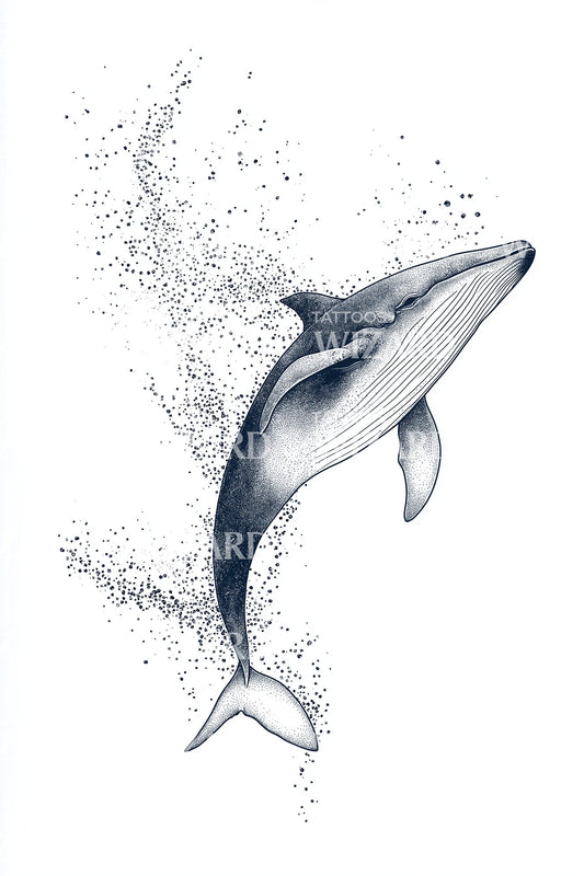 Watercolor Whale Leap Tattoo Design