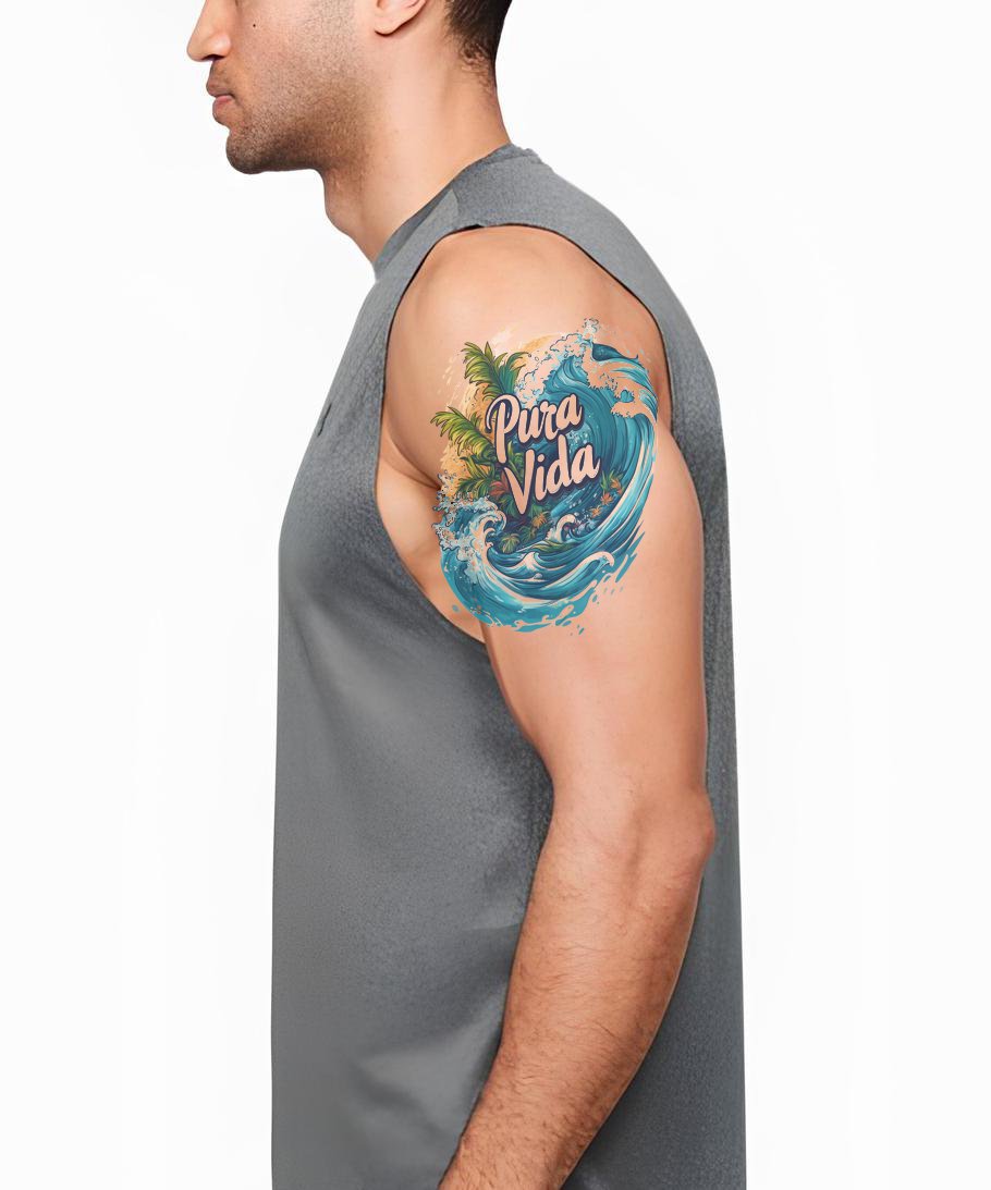 Pura Vida Big Wave Tattoo Design