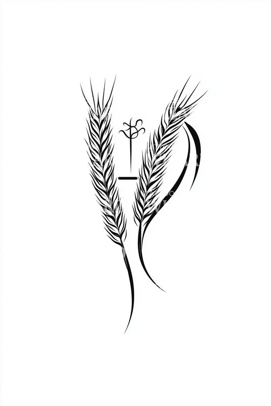 Wheat Stalk Pair Tattoo Design