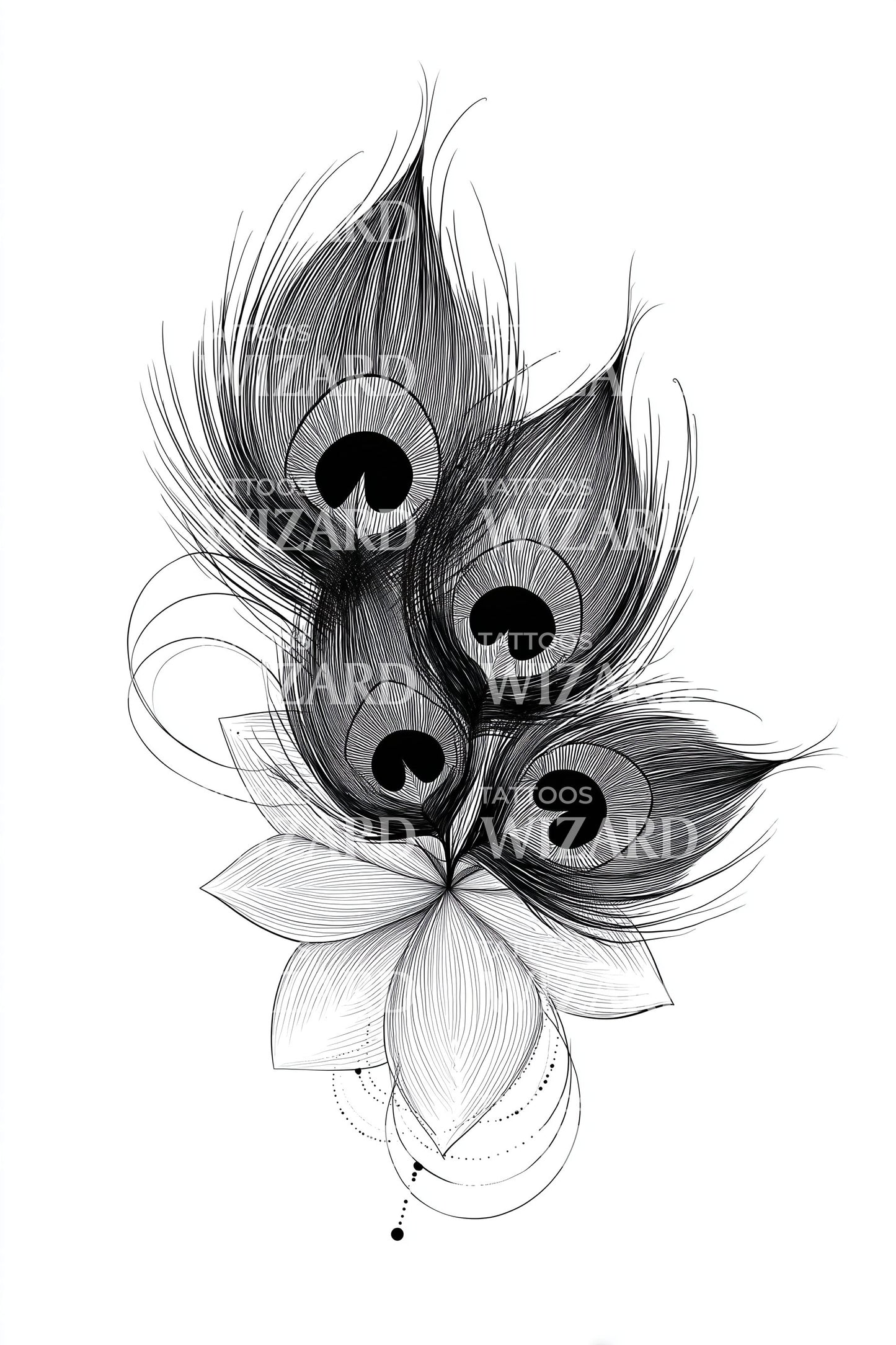Wirbel-Feder-Cluster-Tattoo-Design