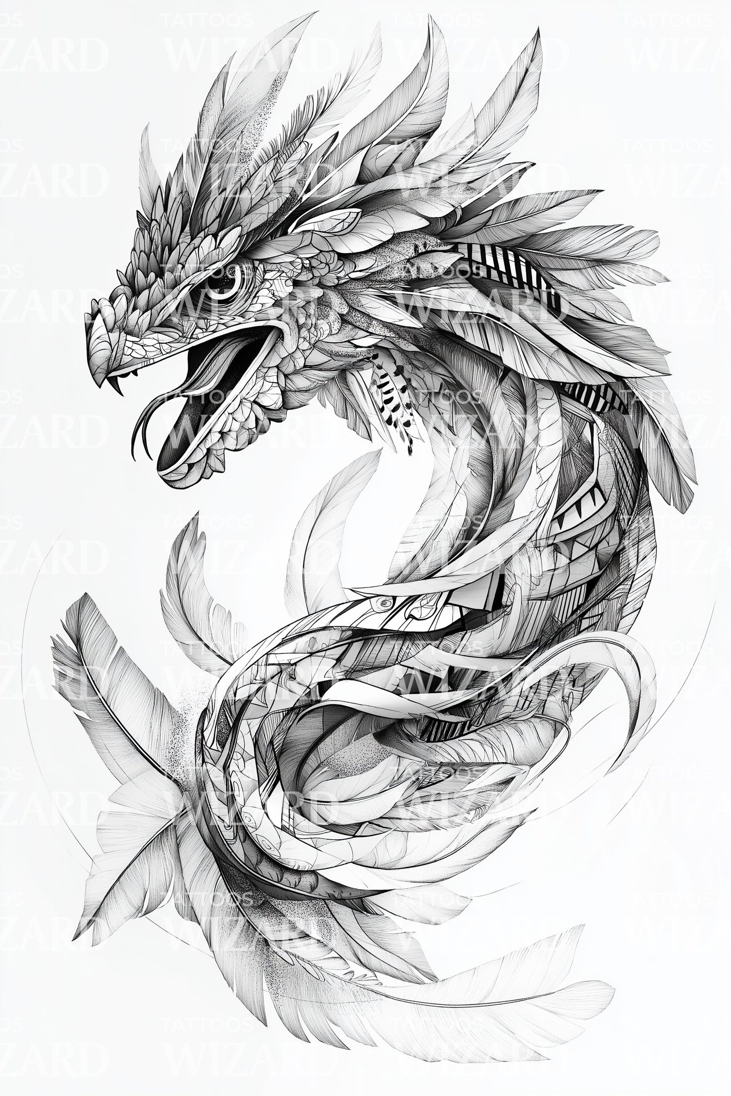 Design del tatuaggio del drago orientale vorticoso