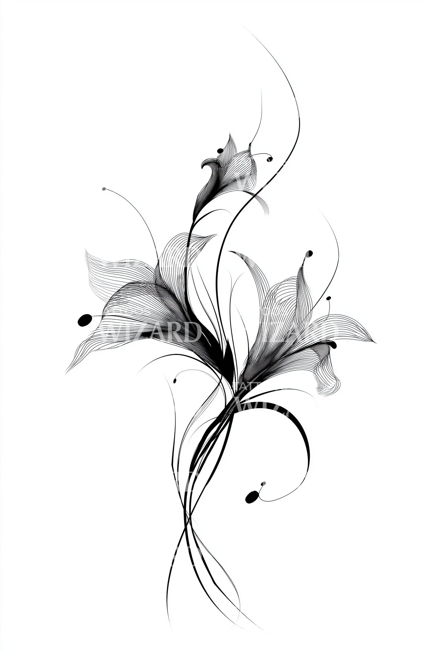 Flüsternde Lilie Schwung Tattoo Design
