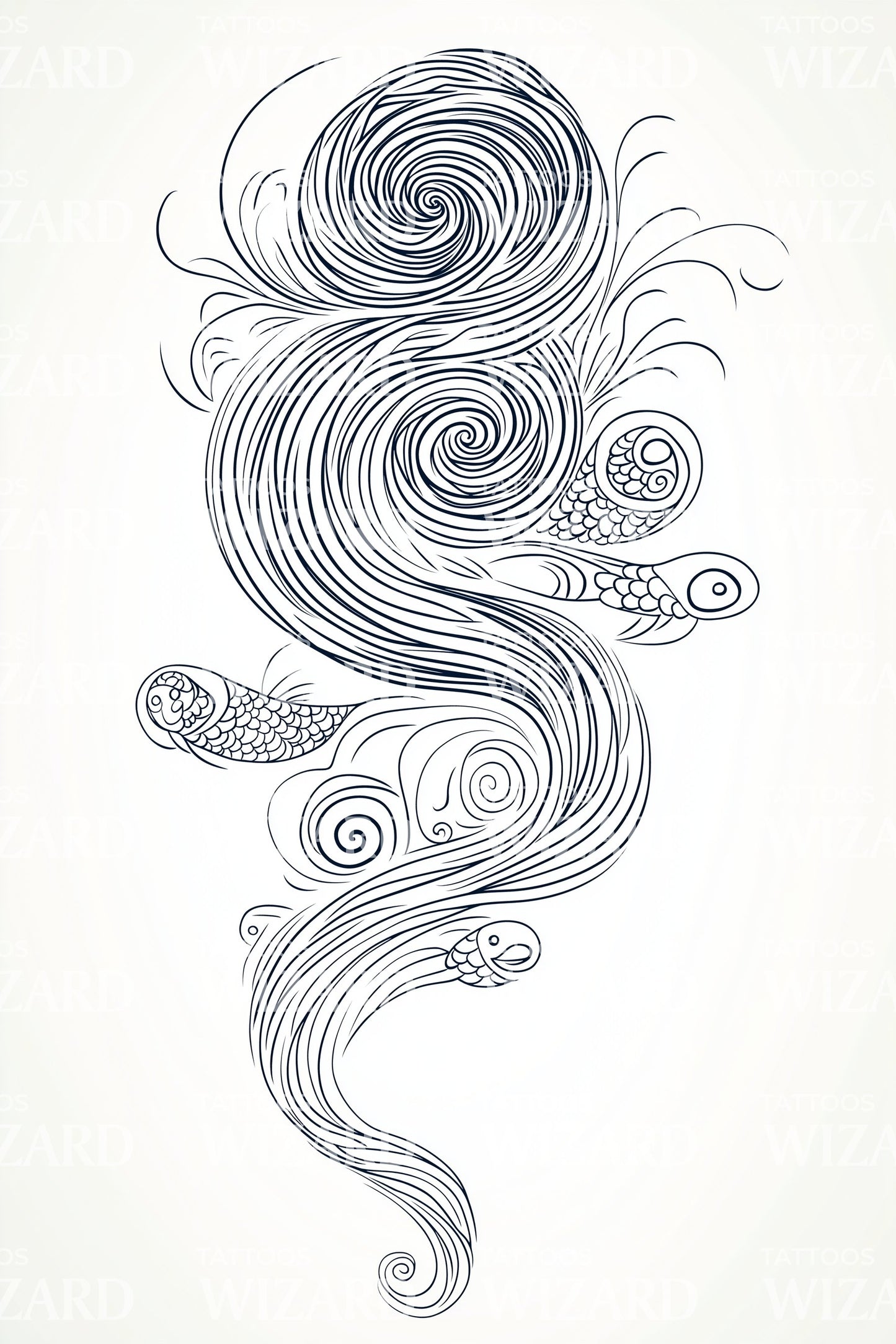 Design del tatuaggio vortici del vento sussurrante