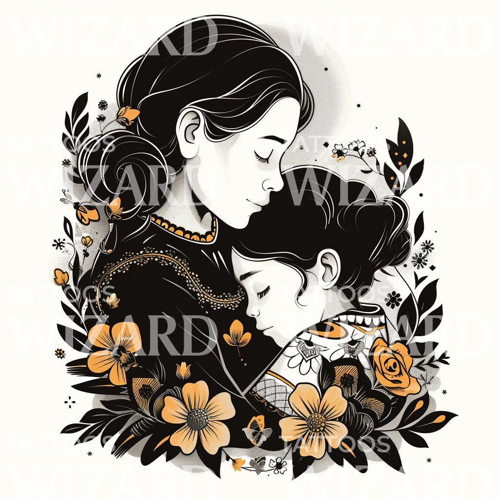 Beautiful Mother and Child Tattoo Design