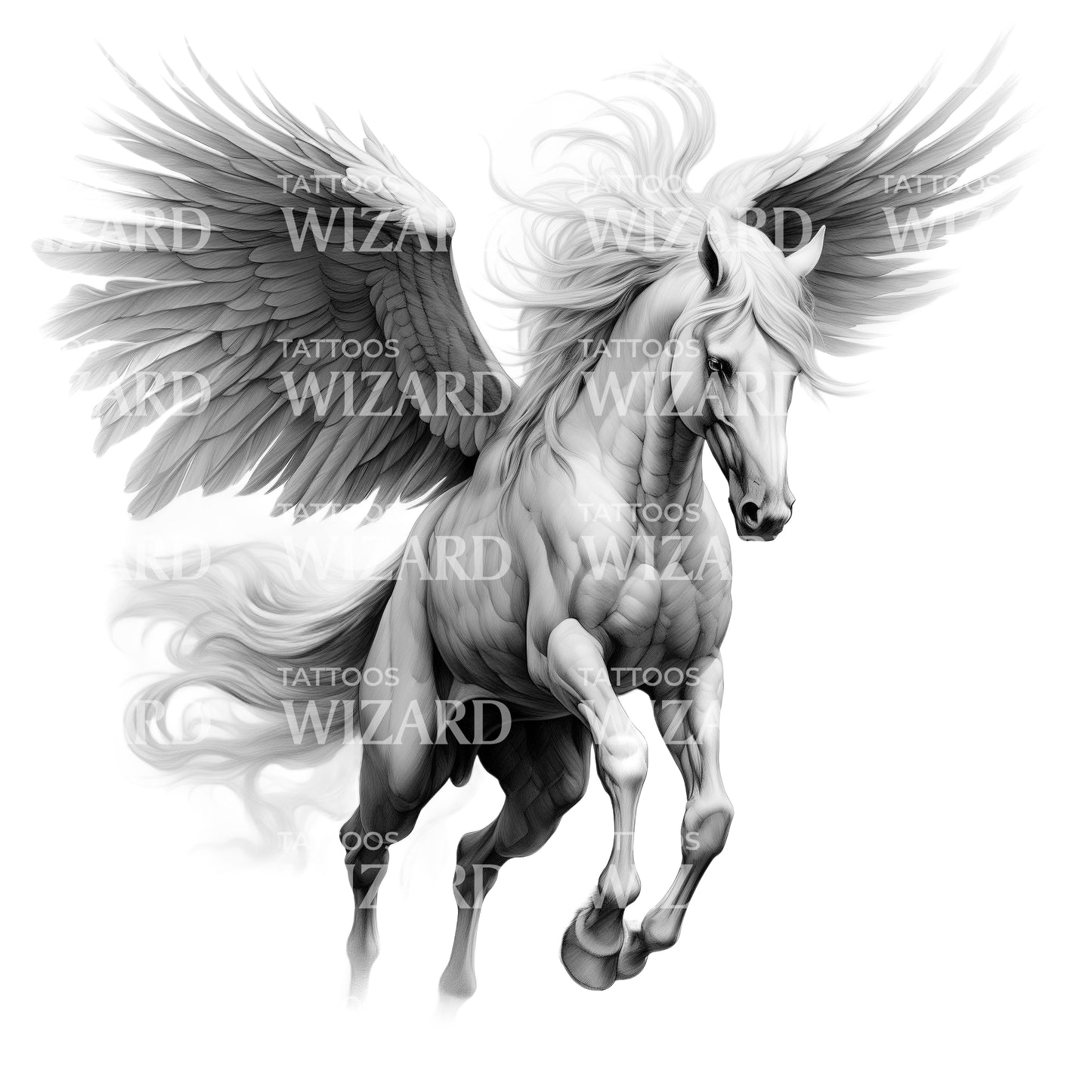 White Winged Horse Tattoo Design